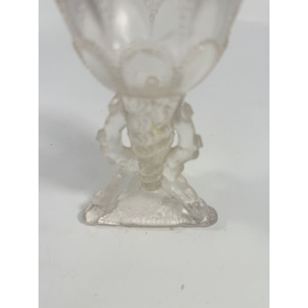 Footed Vase Glass Northwood Beads and Bark White Opalescent Vase Decorative Cup - Picture 16 of 16
